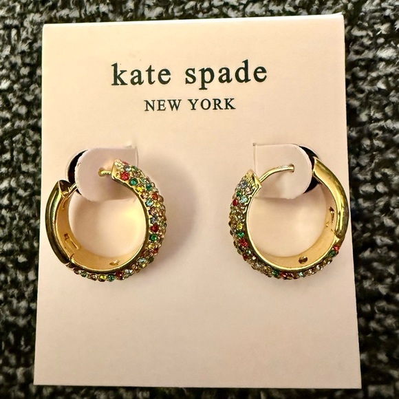kate spade Jewelry - Authentic Kate spade Gold & Colorful Gems Hoop Earrings - NWT